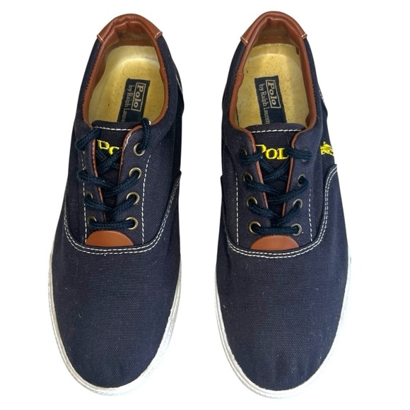 Polo Ralph Lauren Other - POLO RALPH LAUREN Vito Canvas and Leather Sneaker Blue M 7/W 8.5